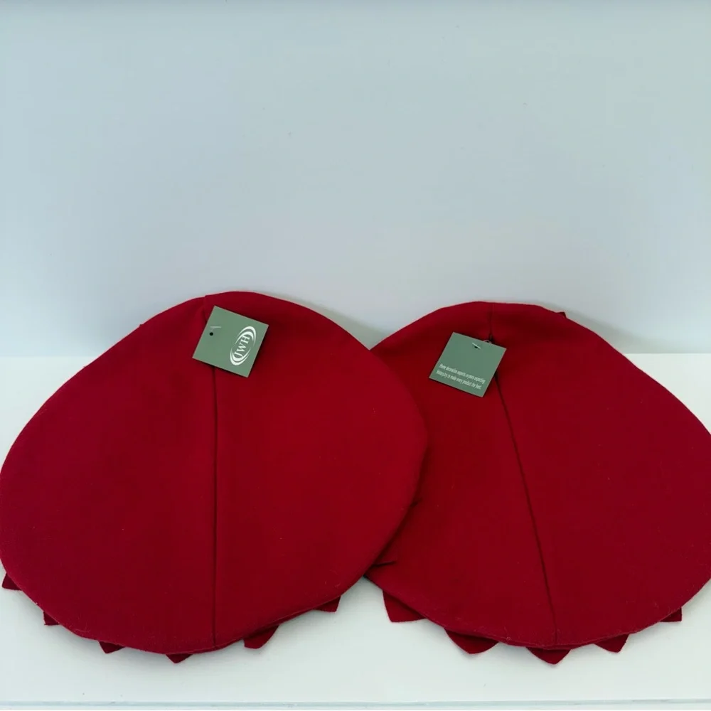 Set of 2 Red Wool 3D Floral Sculptural Pillow Covers Rosette valentine’s Decor